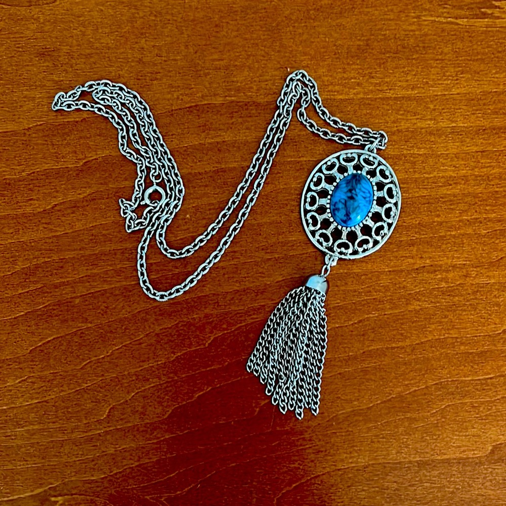Vintage Silver-tone Turquoise-look necklace